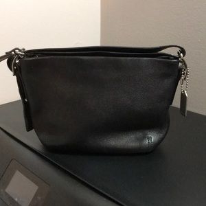 Coach black genuine leather hand bag authentic